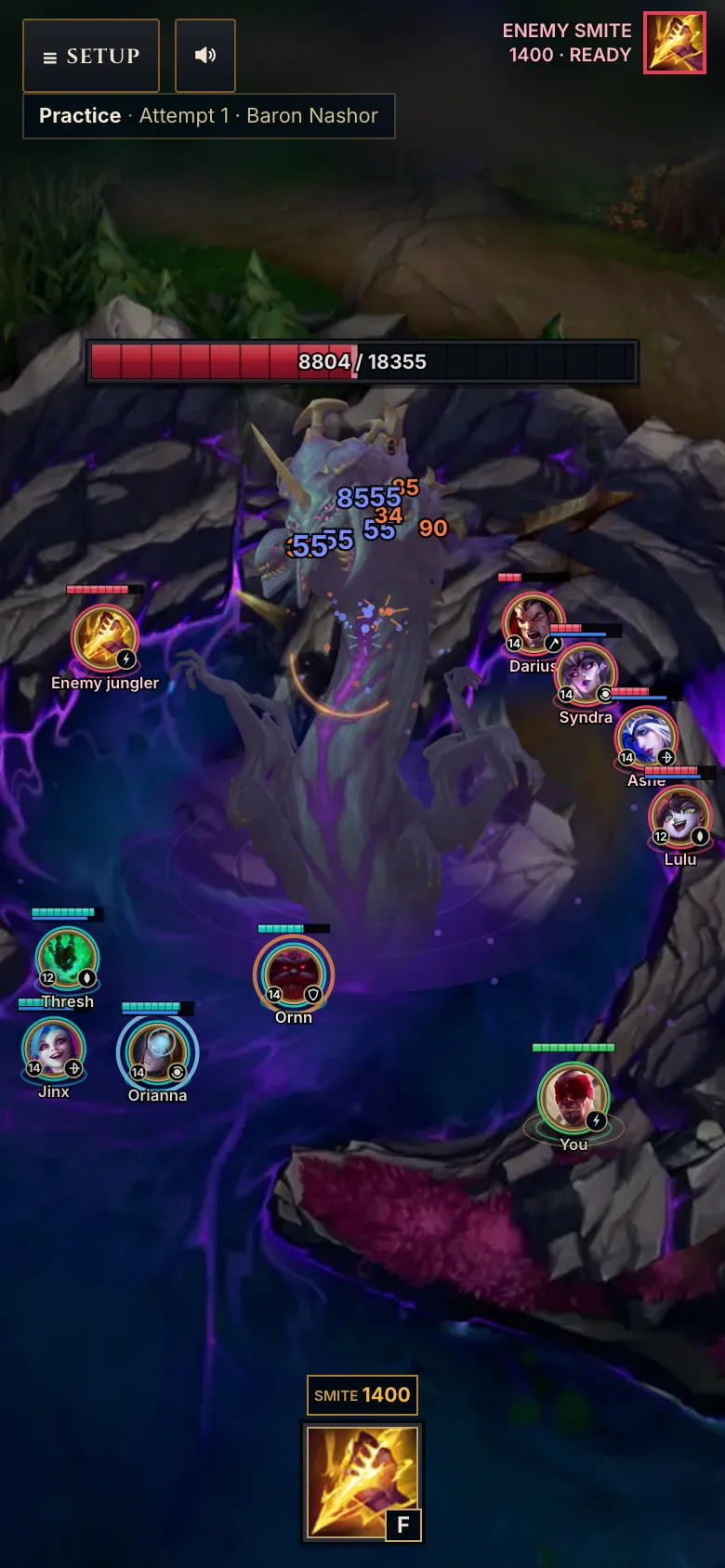 Smite Lab mid-fight on a phone